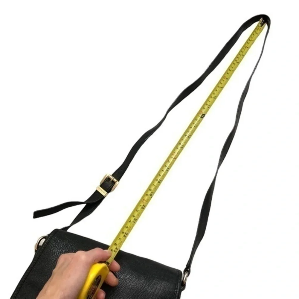 Michael kors black leather buckled saddle flap bag